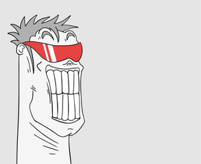 head with big teeth and red sunglasses