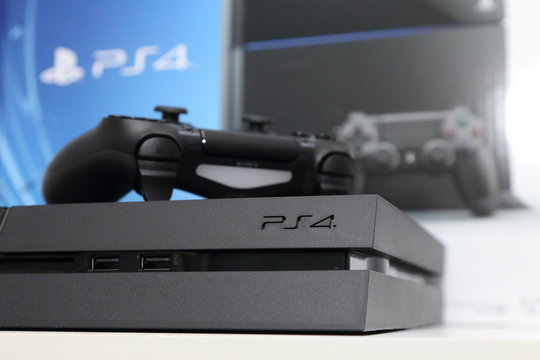 View of Dual Shock 4 with PS4 Console