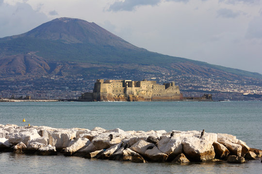 Landscape of Naples with Castel dell'Ovo and Vesuvius