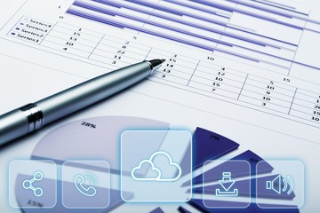 Pan and calculator symbol for health care costs or medical insurance