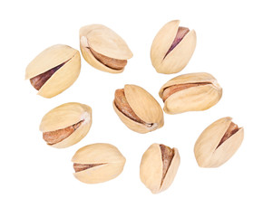 pistachios on a white background. dried nuts close up