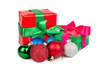Christmas balls with gifts