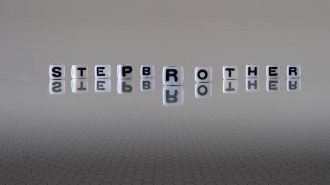 The concept of stepbrother represented by wooden letter tiles