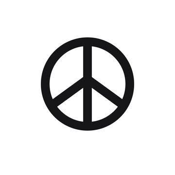 Vector flat black peace symbol isolated on white background