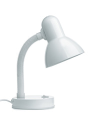 Side view of white desk lamp