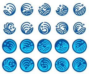 water wave logo design vector set