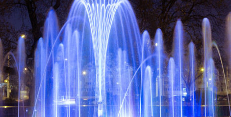 The colorful of fountain at night