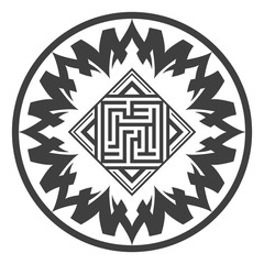Abstract mystical maze symbol. Labyrinth print.