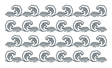 Great sea wave pattern vector isolated on white background. Editable. - Vector.