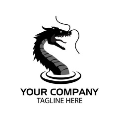 Water dragon logo, flat design. Vector Illustration on white background