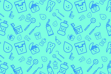Background created from flat vector dentist icons