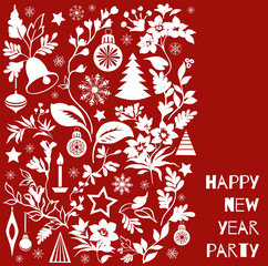 Merry Christmas greeting card. Hand drawn illustration. Winter theme greeting card. - 300980099