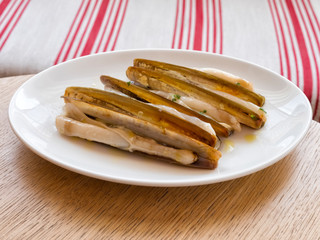 Spanish cuisine, razor clam Navajas