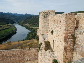 A fragment of the wall of the fortress Miravet Templar order, on the high Bank of the river Ebro.