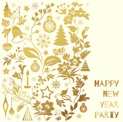 Merry Christmas greeting card. Hand drawn illustration. Winter theme greeting card. - 300980493