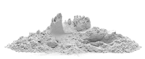 Pile of cement powder isolated on white background