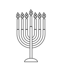 Vector black outline Hanukah candles isolated on white background