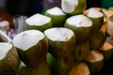Fresh Coconut in the asian night market.