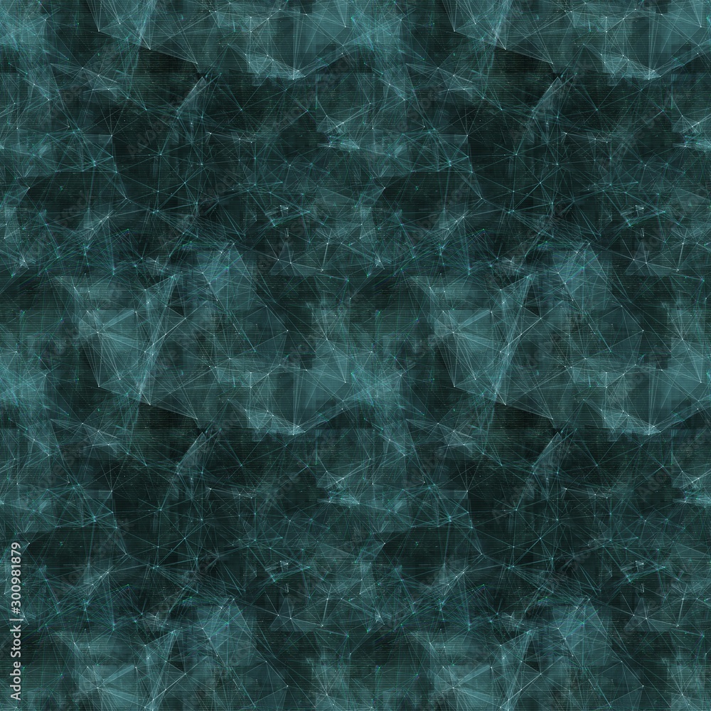 Poster seamless tileable futuristic network shape with glitch digital noise effect