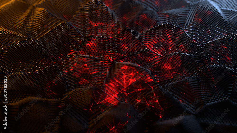 Poster abstract wave displacement surface 3d render