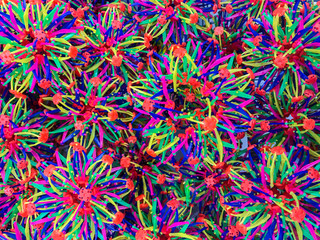 A lot of colorful balls transformers, which are revealed when you throw, piled in a heap. Bright...