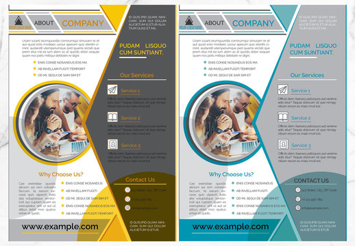 Business Flyer Layout with Yellow and Blue Accents