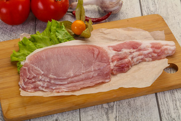 Raw pork bacon