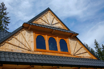 roof of modern modern wooden cottage