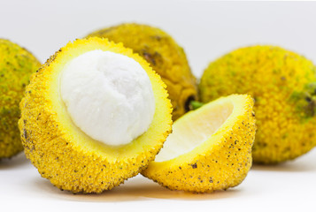 Fruit of the Garcinia madruno tree isolated in white background