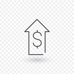 increase dollar glyph flat vector icon. Stock Vector illustration isolated on background.