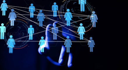 group of people talking in social network.