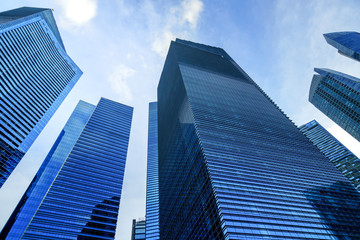 Common modern business skyscrapers, high-rise buildings, architecture raising to the sky - Concepts of financial, economics, future, money, crisis, etc