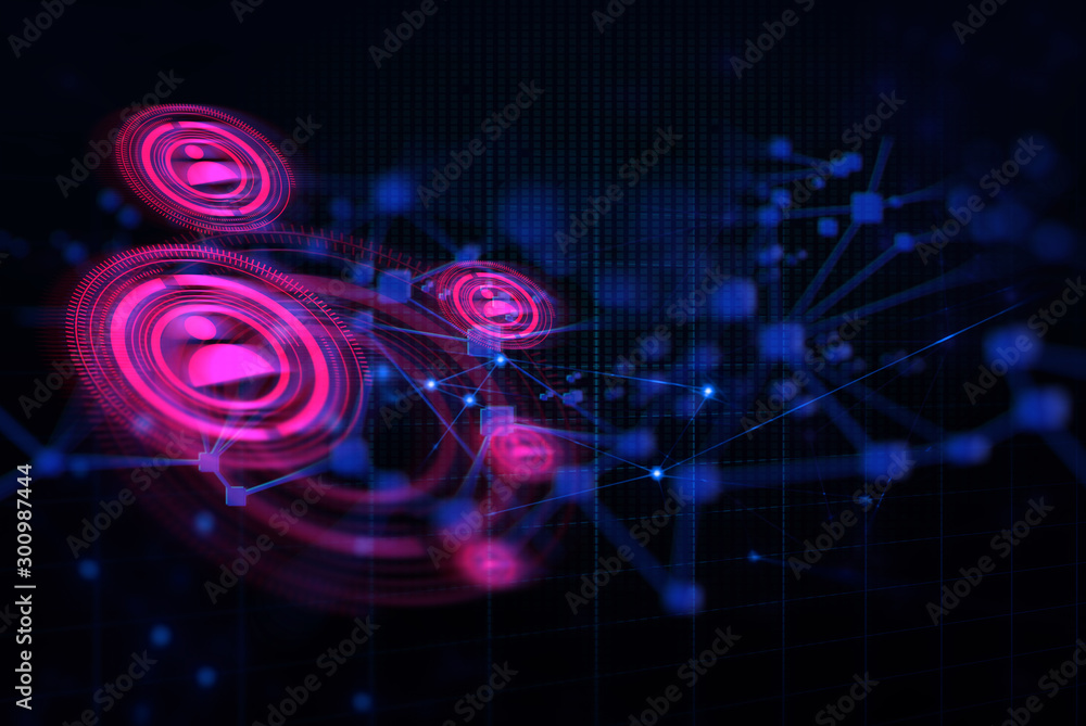 Poster ai brain network social online internet, machine deep learning and data cloud storage digital grid f