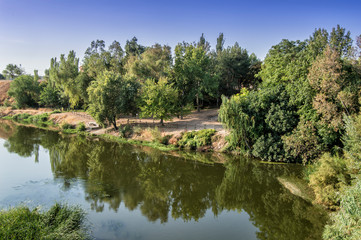 Fototapeta na wymiar landscape with Tagus river in Malpica de Tajo, province of Toledo. Spain.