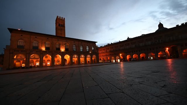 Bologna, Italy - The monuments and palaces of the city at dawn