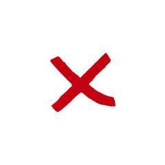 Obraz premium X red mark cross sign icon isolated on white background. Vector illustration