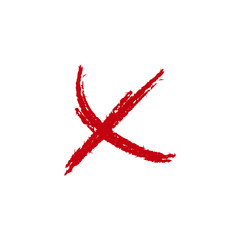 X red mark cross sign icon isolated on white background. Vector illustration