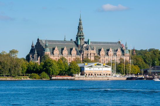 Stockholm, Sweden - June 2019: Nordic museum (Nordiska museet) and Junibacken museum on Museum island