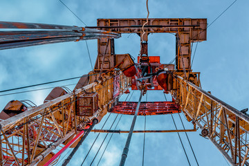 Oil and Gas Drilling Rig. Oil drilling rig operation on the oil platform in oil and gas industry