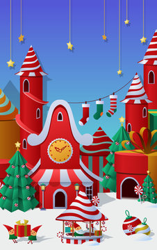 Christmas winter wonderland greetings template. vector illustration