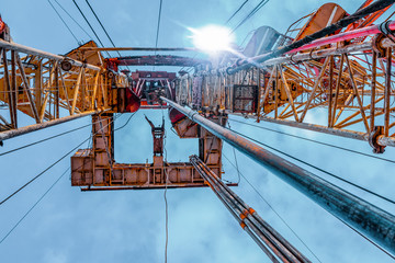 Oil and Gas Drilling Rig. Oil drilling rig operation on the oil platform in oil and gas industry