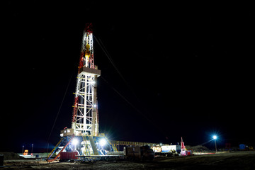 Oil and Gas Drilling Rig. Oil drilling rig operation on the oil platform in oil and gas industry....