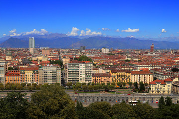 Fototapeta na wymiar cityscape of turin city in italy