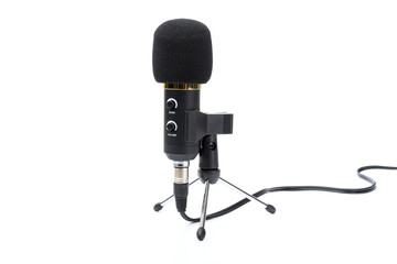 Microphone with stand isolated on white background