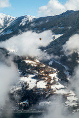 Hot air balloon in Austrian Alps around Kaprun, Zell am See, Austria