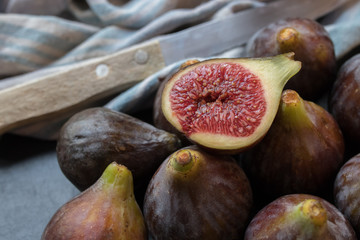 natural black figs presented in group