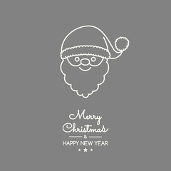 Merry Christmas and Happy New Year - greeting card with hand drawn Santa Claus. Vector.