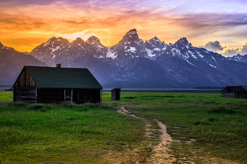Sunset Over Mormon Row at Grand Teton National Park