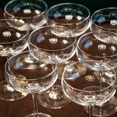 reflections in glass wine glasses