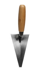 New metal trowel isolated on white background